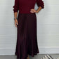 🔥👗Fall/Winter Hot Sale Set - British Elegance - Women's Solid Color Long Sleeve Pullover and Pleated Hem Dress
