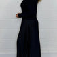 🔥👗Fall/Winter Hot Sale Set - British Elegance - Women's Solid Color Long Sleeve Pullover and Pleated Hem Dress