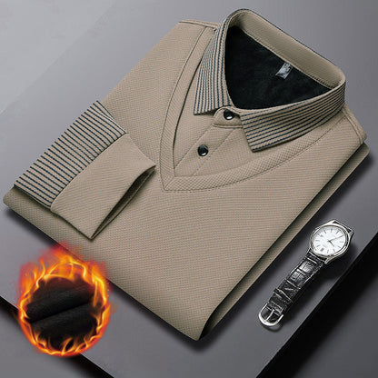 🔥👔【M-4XL】British style - elegant - winter warm wool material - men's lapel imitation two-piece knitted shirt