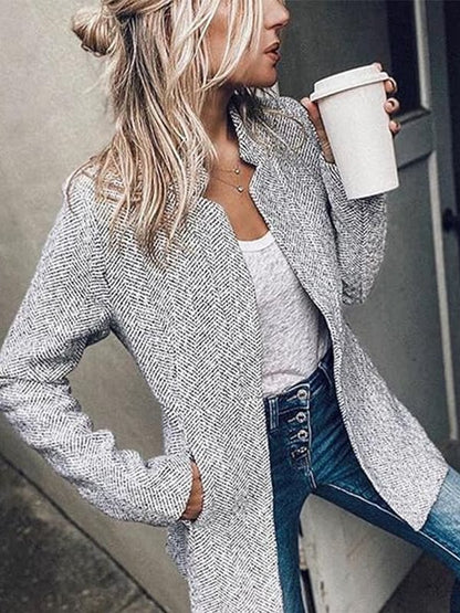 🔥🧥【XS-2XL】Autumn and Winter Special Offer - Heavy Fabric - Versatile Women's Solid Color Pocket Long Sleeve Cardigan Coat