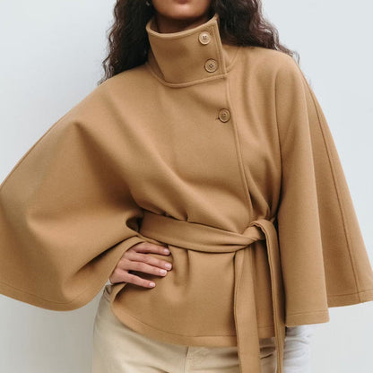 🔥🧥New Hot Sale - Winter Sale - Women's Stand Collar Shawl Coat (with Belt)