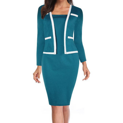 🔥👗【S-4XL】Elegant and elegant women's imitation two-piece dress